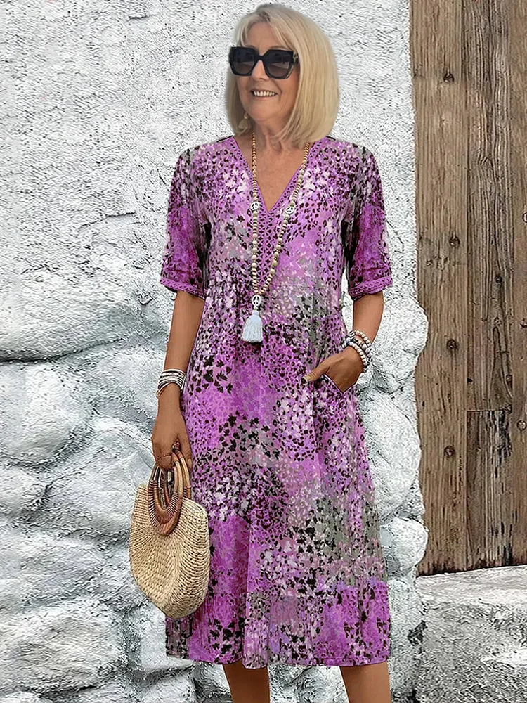 Brenda™ | Flattering V-Neck Midi Dress
