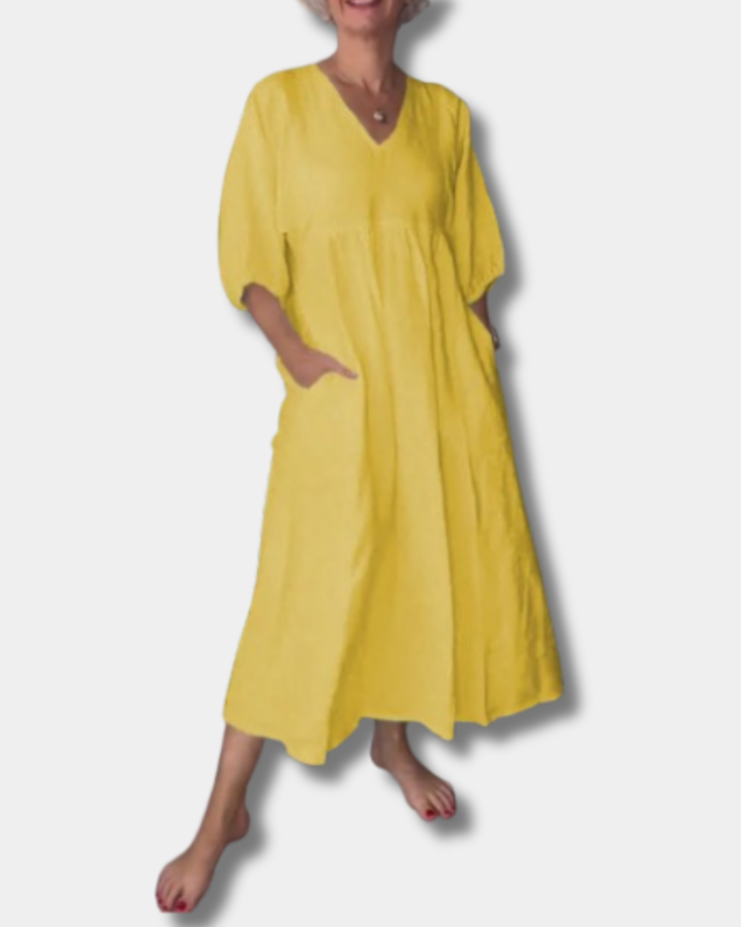 Sammy™ | Casual V-Neck Mid-Sleeve Dress