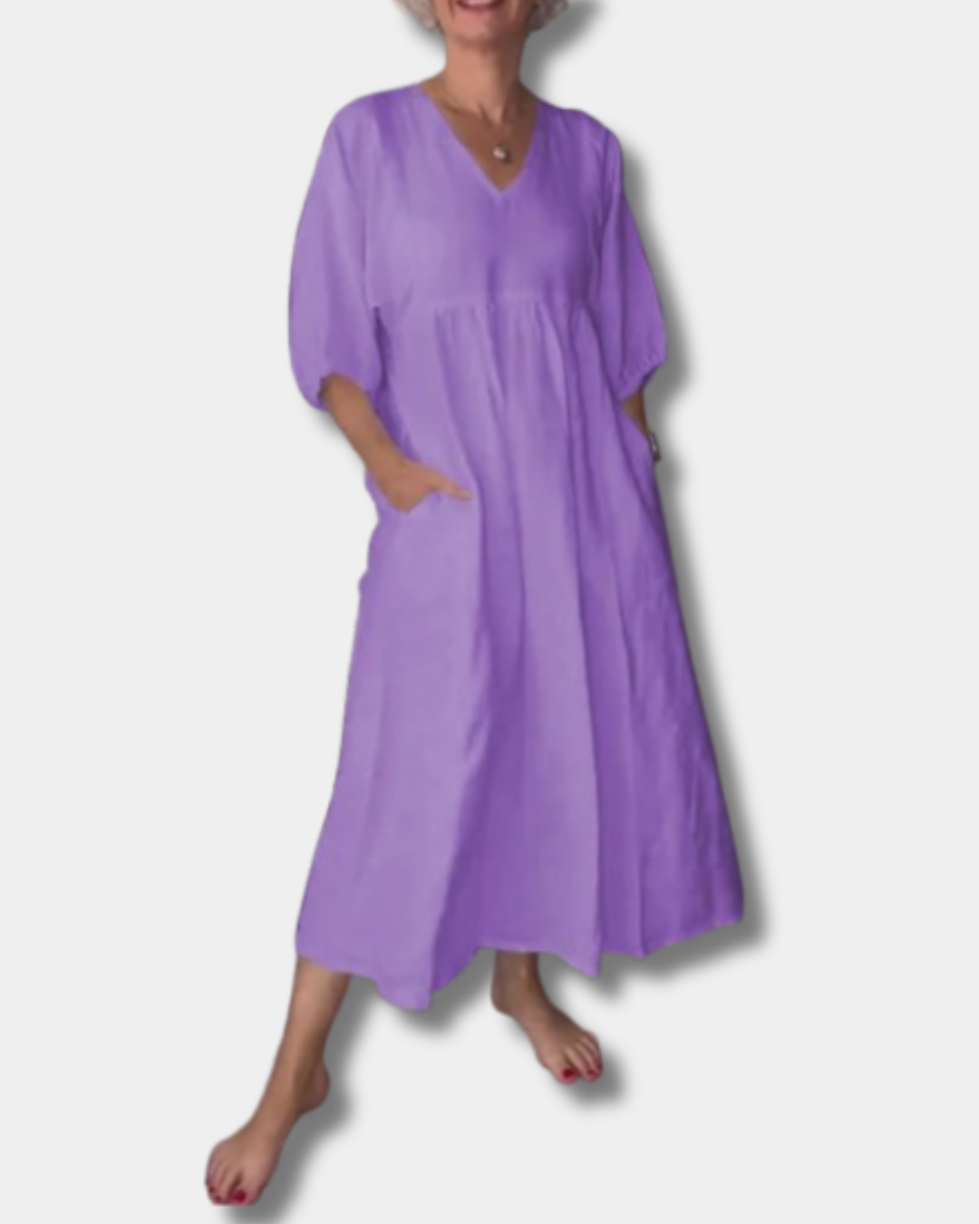 Sammy™ | Casual V-Neck Mid-Sleeve Dress