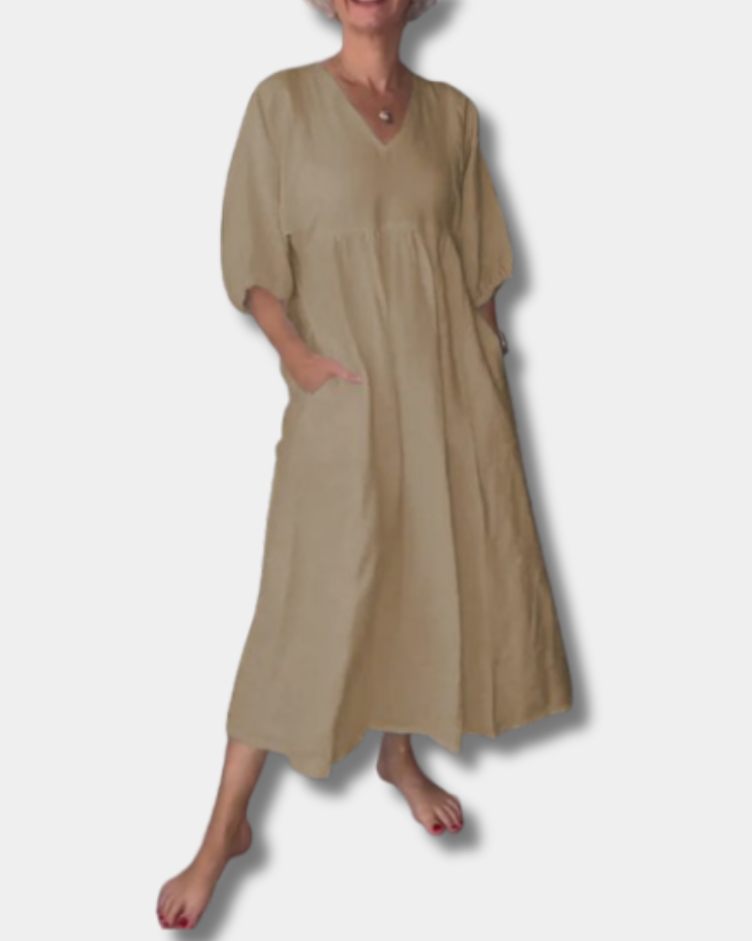 Sammy™ | Casual V-Neck Mid-Sleeve Dress