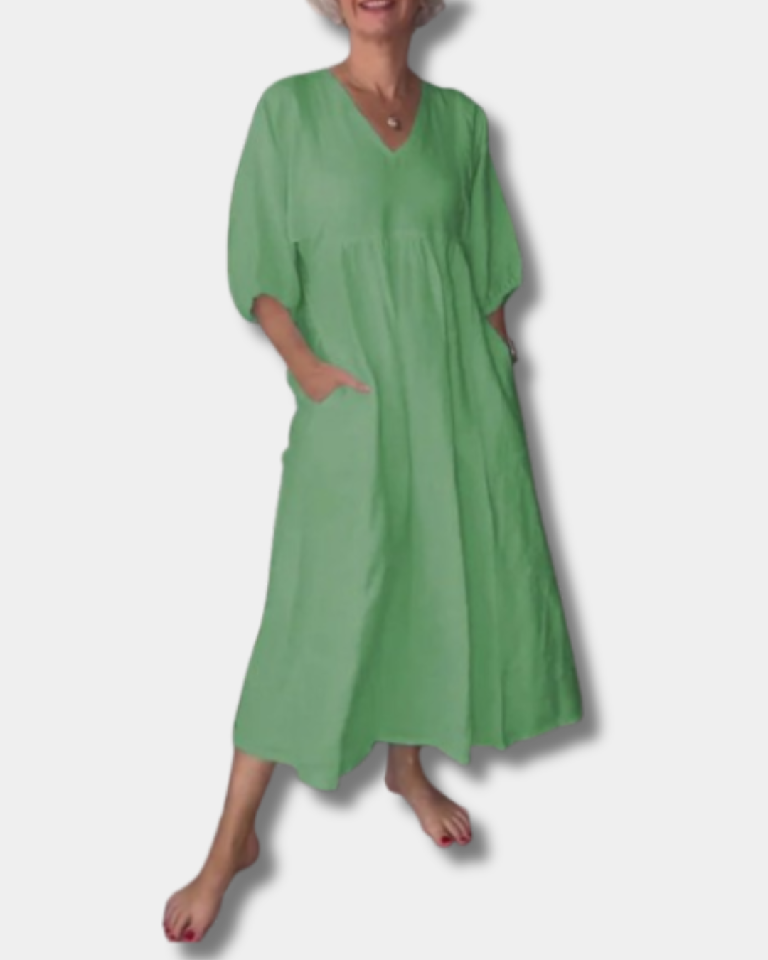Sammy™ | Casual V-Neck Mid-Sleeve Dress
