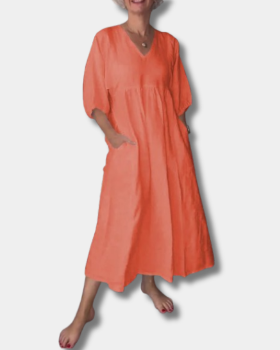 Sammy™ | Casual V-Neck Mid-Sleeve Dress