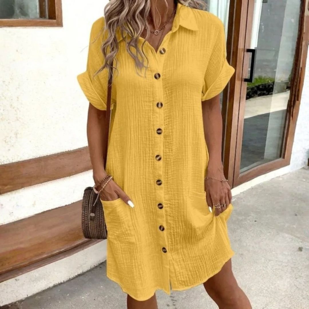 Beverly™ | Flowy Button Midi Dress