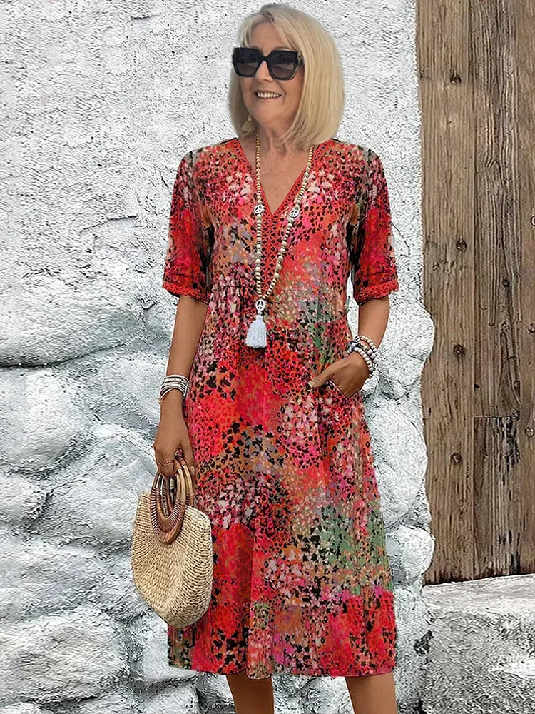 Brenda™ | Flattering V-Neck Midi Dress