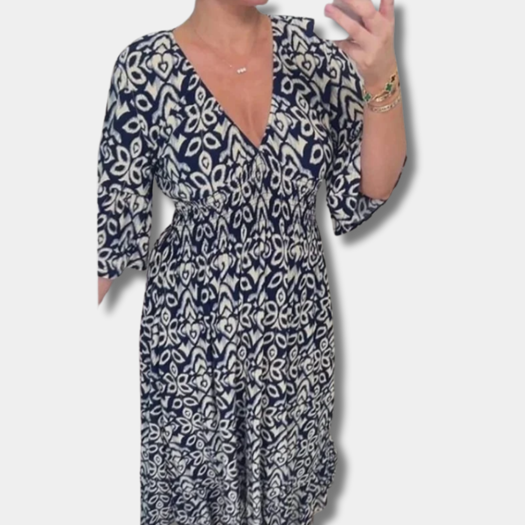 Nadine™ | Printed V-Neck Maxi Dress