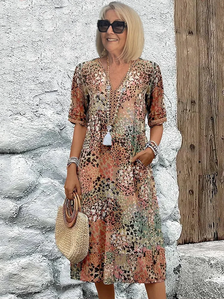 Brenda™ | Flattering V-Neck Midi Dress