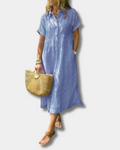Mara™ |  Elegant Striped Button-Down Dress
