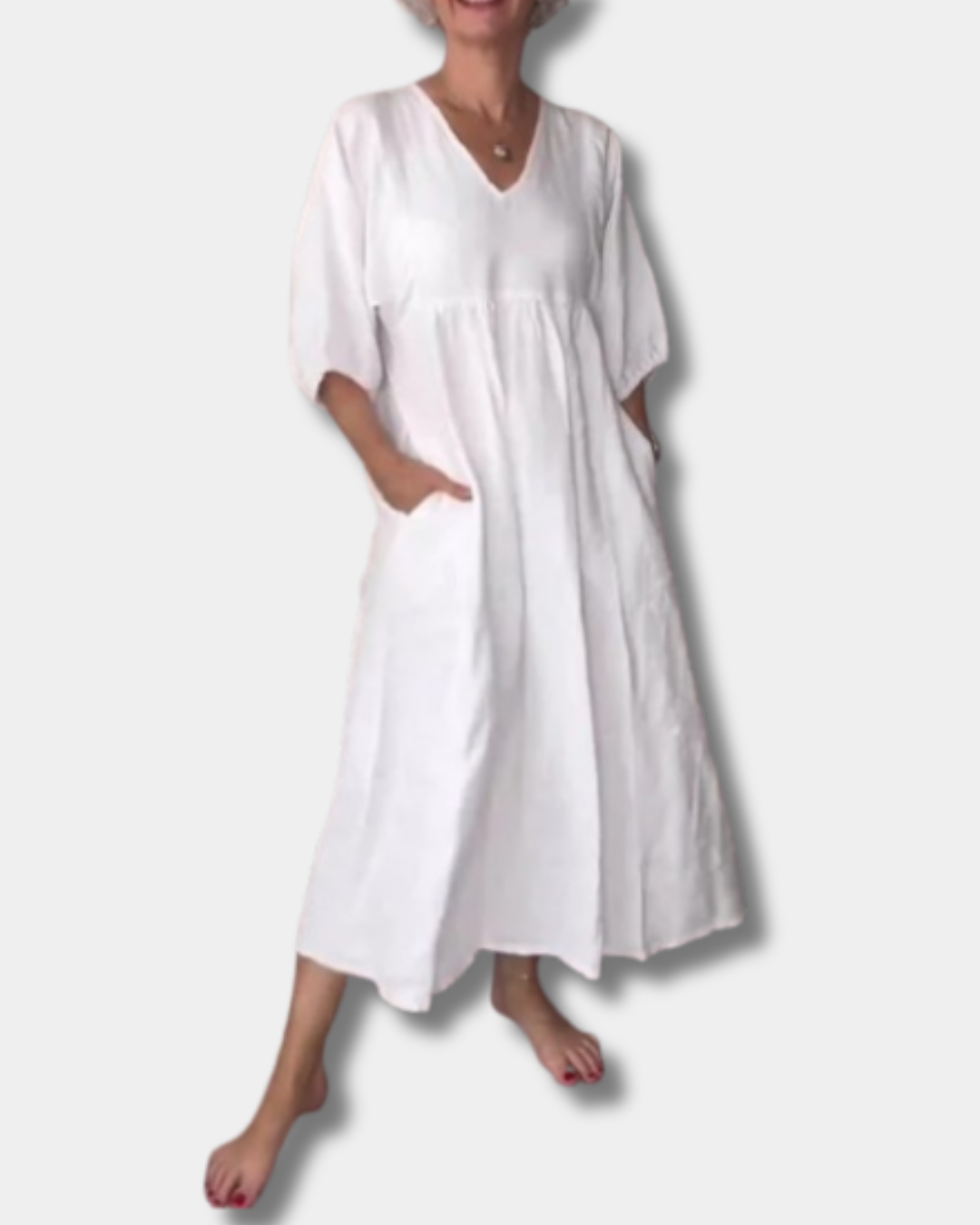 Sammy™ | Casual V-Neck Mid-Sleeve Dress