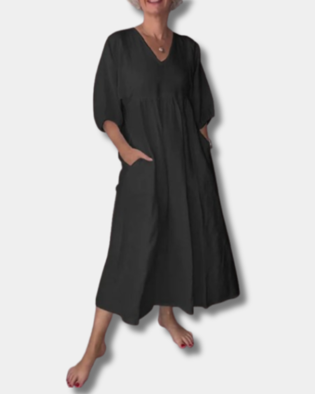 Sammy™ | Casual V-Neck Mid-Sleeve Dress