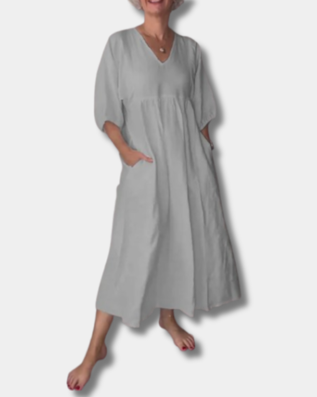 Sammy™ | Casual V-Neck Mid-Sleeve Dress
