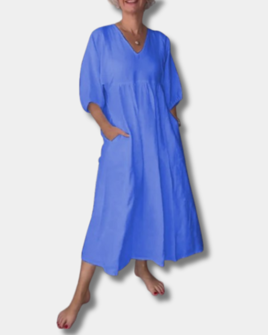 Sammy™ | Casual V-Neck Mid-Sleeve Dress