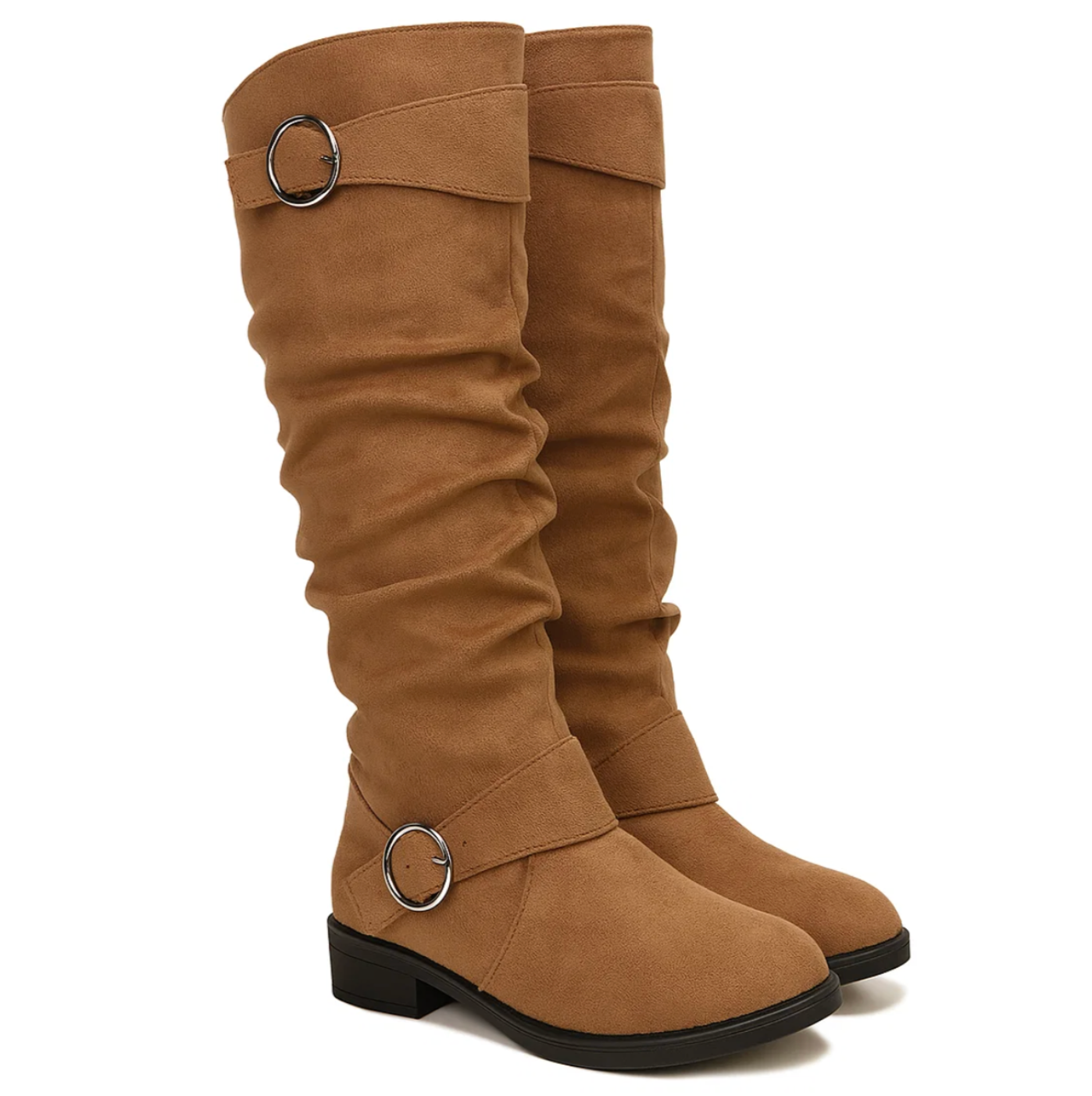 Suede Buckle Boots