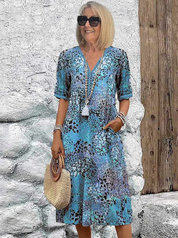 Brenda™ | Flattering V-Neck Midi Dress