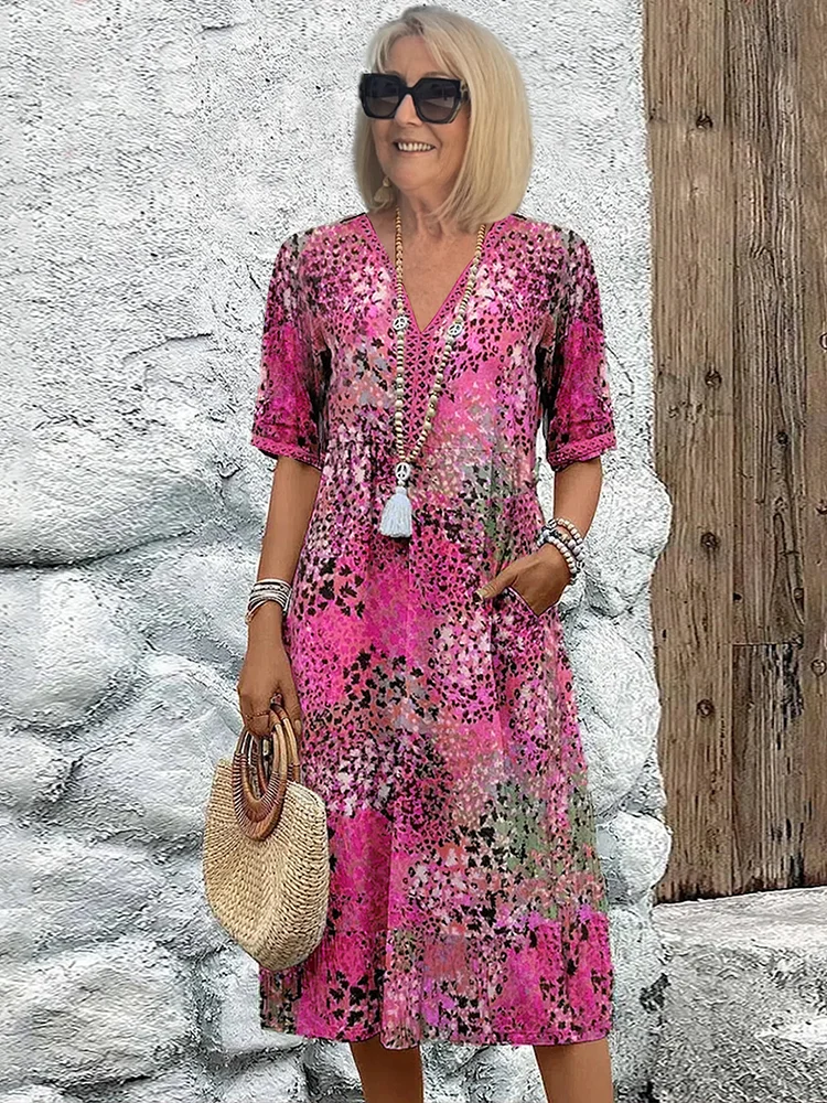 Brenda™ | Flattering V-Neck Midi Dress