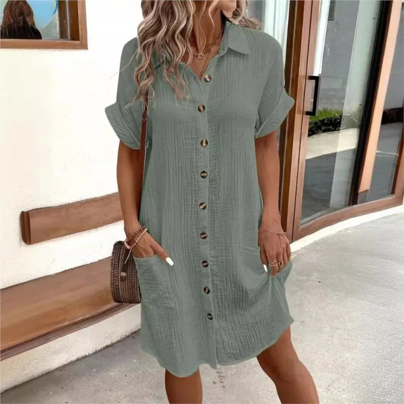 Beverly™ | Flowy Button Midi Dress